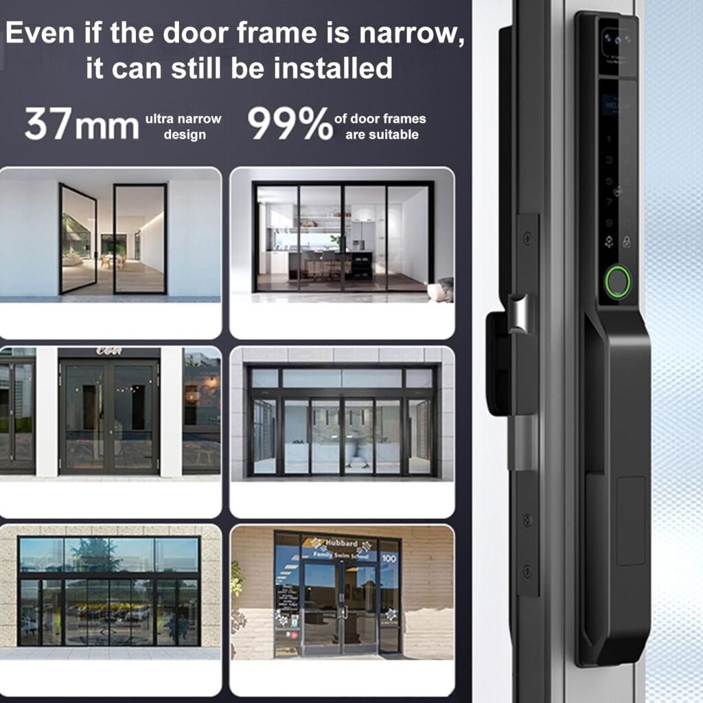 2.4Ghz WiFi Smart Keyless Entry Door Lock, Handle Water Proof Aluminum Biometric Door Lock TY App for 40-120mm Thickness Office Home Bedroom (Black)