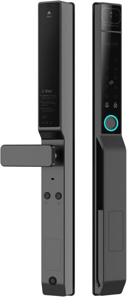 2.4Ghz WiFi Smart Keyless Entry Door Lock, Handle Water Proof Aluminum Biometric Door Lock TY App for 40-120mm Thickness Office Home Bedroom (Black)