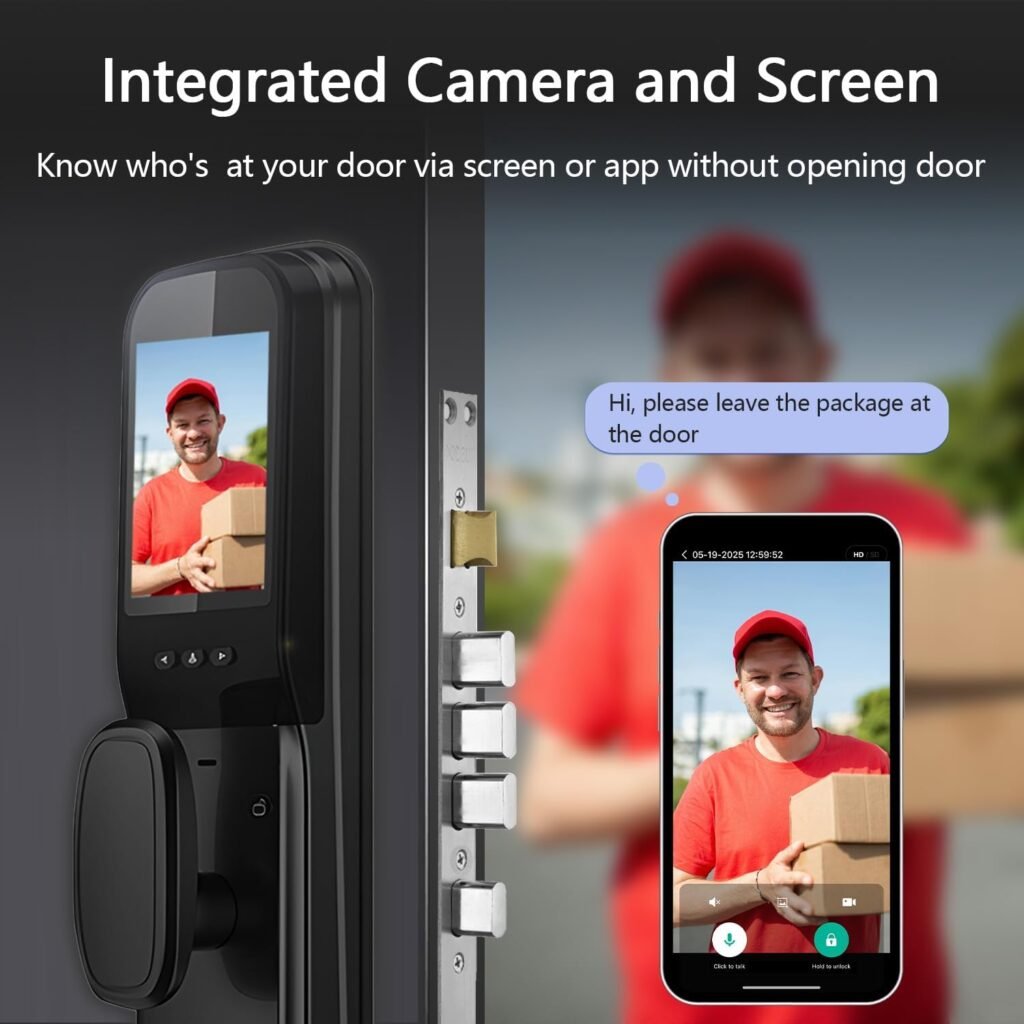 Jacchozhi 3D Face Recognition Smart Lock with Camera,Keypad Door Lock with Handle, Keyless Entry Fingerprint Smart Mortise Lock for Front Door,Electronic Deadbolt,Video Doorbell,HD Screen,Waterproof Jacchozhi 3D Face Recognition Smart Lock with Camera,Keypad Door Lock with Handle, Keyless Entry Fingerprint Smart Mortise Lock for Front Door,Electronic Deadbolt,Video Doorbell,HD Screen,Waterproof
