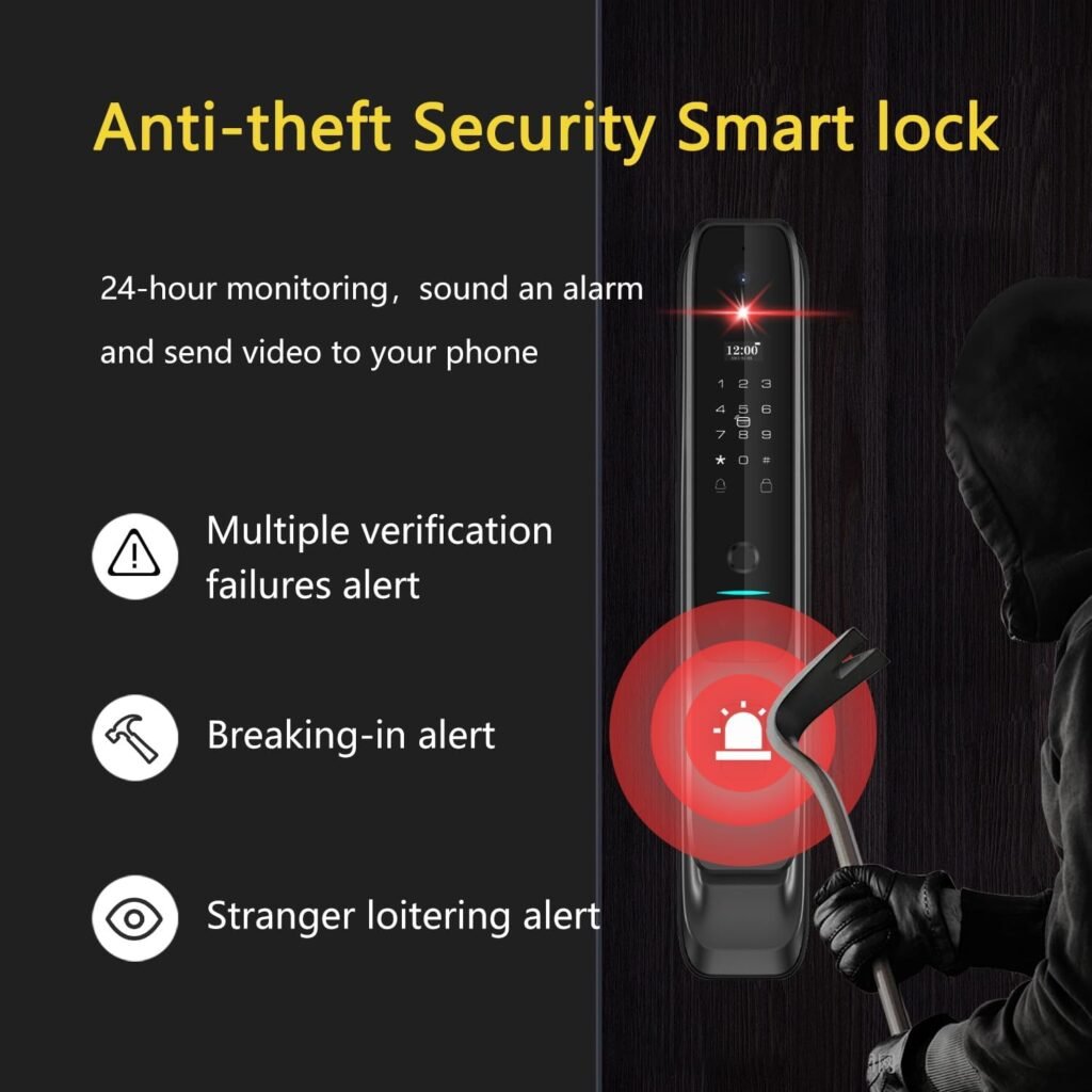Jacchozhi 3D Face Recognition Smart Lock with Camera,Keypad Door Lock with Handle, Keyless Entry Fingerprint Smart Mortise Lock for Front Door,Electronic Deadbolt,Video Doorbell,HD Screen,Waterproof Jacchozhi 3D Face Recognition Smart Lock with Camera,Keypad Door Lock with Handle, Keyless Entry Fingerprint Smart Mortise Lock for Front Door,Electronic Deadbolt,Video Doorbell,HD Screen,Waterproof
