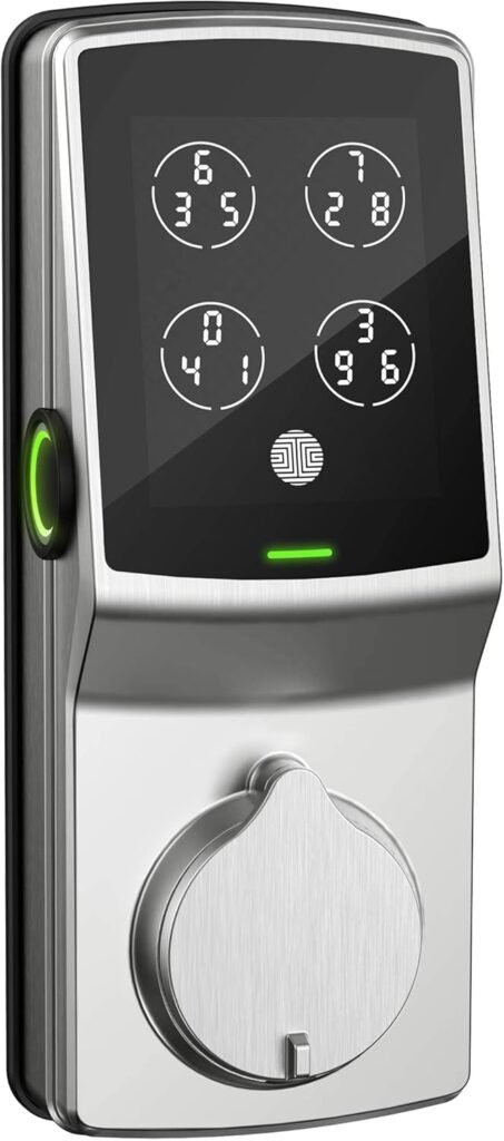 Lockly Secure Plus, Bluetooth Smart Deadbolt, Keyless Entry Door Lock, PIN Genie® Keypad, 3D Biometric Fingerprint Sensor, Auto Lock - Satin Nickel (PGD728FYSN) - Left Fingerprint Edition
