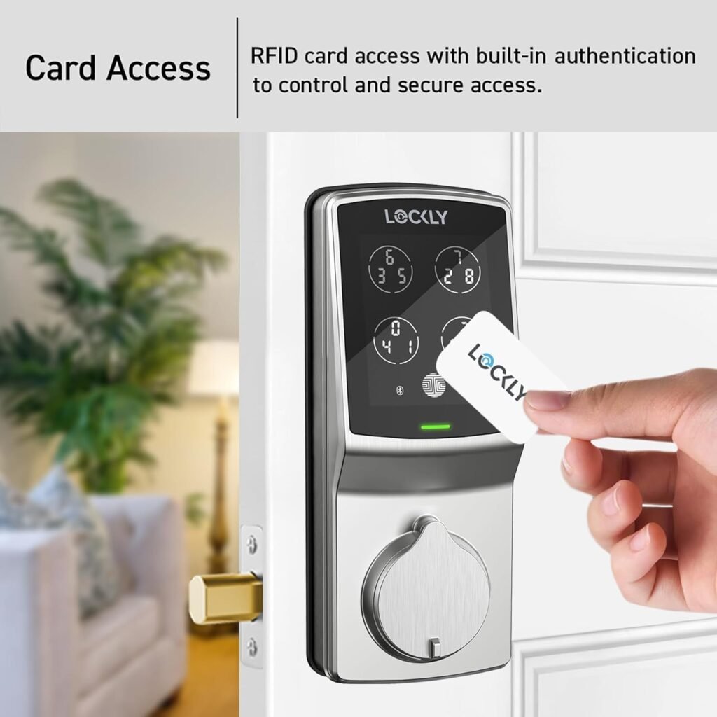 Lockly Secure Plus, RFID Card Smart Lock, Keyless Entry Door Lock, Smart Locks for Front Door, PIN Genie® Keypad, 3D Biometric Fingerprint Sensor, Auto Lock Smart Door Lock