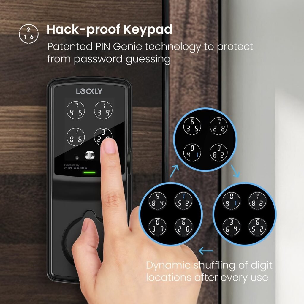 Lockly Secure Pro Deadbolt, Wi-Fi Smart Lock, Keyless Entry Door Lock, Smart Locks for Any Doors, PIN Genie® Keypad, 3D Biometric Fingerprint Sensor, Auto Lock, Rekeying Capability - Matte Black Lockly Secure Pro Deadbolt, Wi-Fi Smart Lock, Keyless Entry Door Lock, Smart Locks for Any Doors, PIN Genie® Keypad, 3D Biometric Fingerprint Sensor, Auto Lock, Rekeying Capability - Matte Black