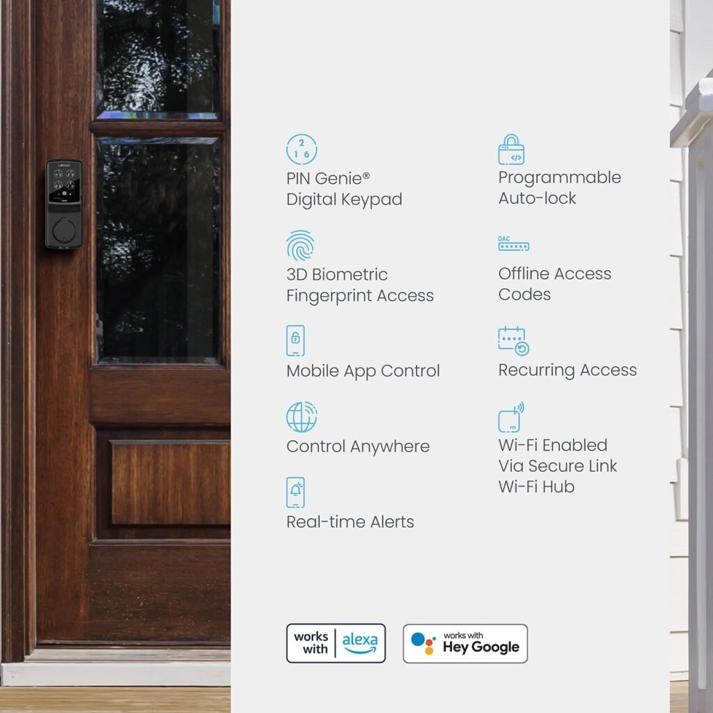 Lockly Secure Pro Deadbolt, Wi-Fi Smart Lock, Keyless Entry Door Lock, Smart Locks for Any Doors, PIN Genie® Keypad, 3D Biometric Fingerprint Sensor, Auto Lock, Rekeying Capability - Matte Black Lockly Secure Pro Deadbolt, Wi-Fi Smart Lock, Keyless Entry Door Lock, Smart Locks for Any Doors, PIN Genie® Keypad, 3D Biometric Fingerprint Sensor, Auto Lock, Rekeying Capability - Matte Black