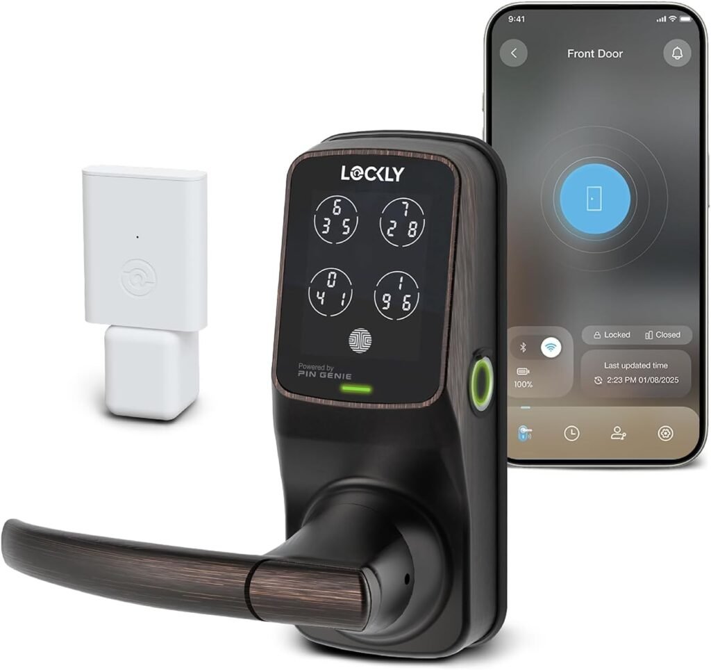 Lockly Secure Pro Smart Lock Wi-Fi, Keyless Entry Digital Keypad Door Lock, 3D Biometric Fingerprint Sensor Front Door with Handle, Voice Control Auto Lock - Latch Edition Lockly Secure Pro Smart Lock Wi-Fi, Keyless Entry Digital Keypad Door Lock, 3D Biometric Fingerprint Sensor Front Door with Handle, Voice Control Auto Lock - Latch Edition