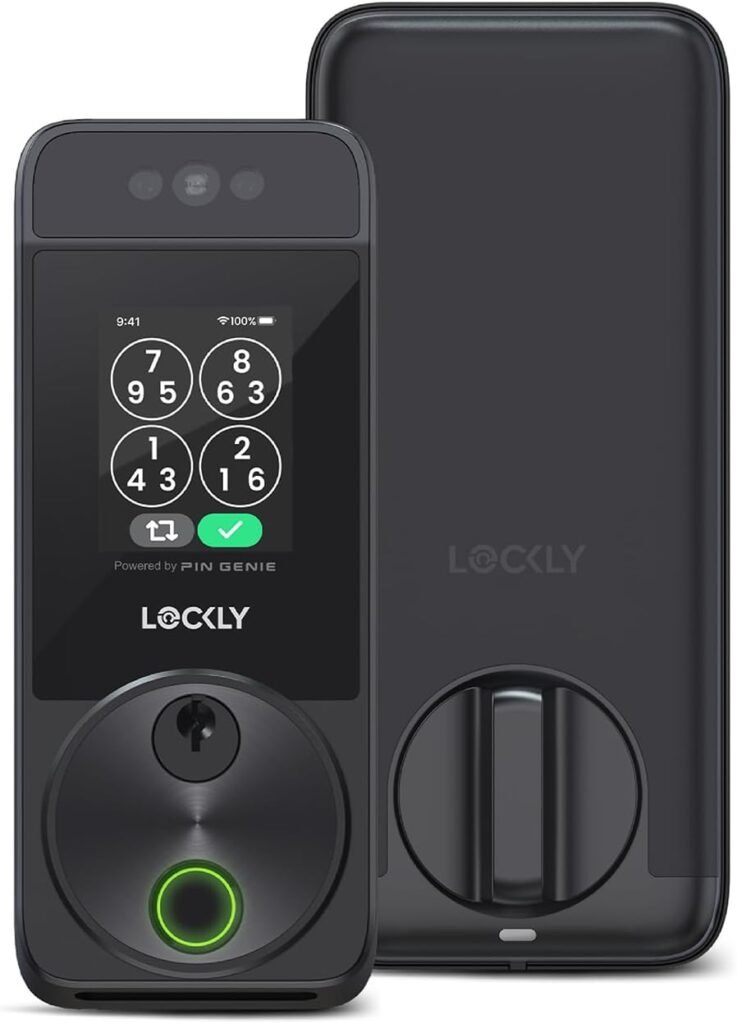 Lockly Visage Smart Lock, Facial Recognition  Fingerprint Keyless Entry Door Lock, Built-in Wi-Fi Deadbolt with Apple Home Key, PIN Genie Keypad, App Remote Control, Easy Installation
