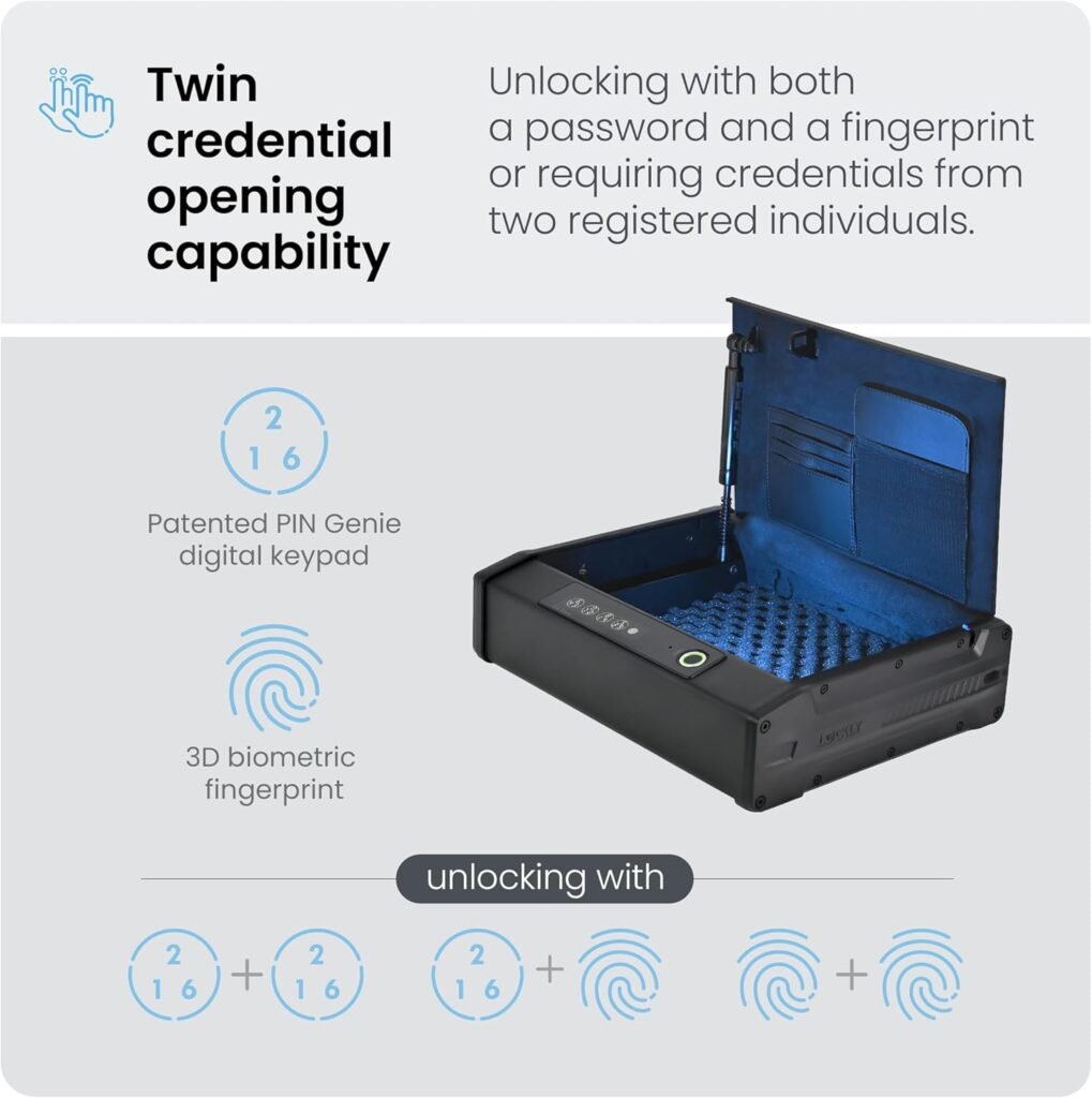 Lockly Wi-Fi Smart Safe – Biometric Safe for Fingerprint, PIN Genie® Keypad, App Control  Instant Alerts for enhanced Home and Business Security