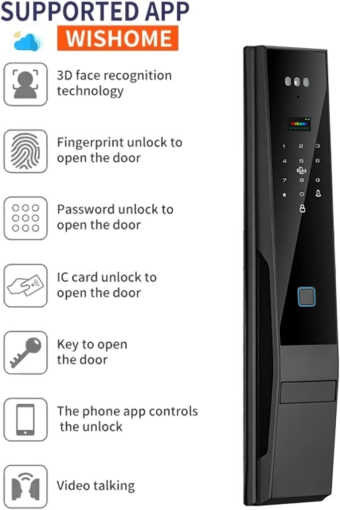 Mabtck Smart Door Lock with Video Intercom: 3D Facial Recognition  Fingerprint Entry, Palm Scan Digital Deadbolt with App Control, Keyless Entry for Modern Smart Homes