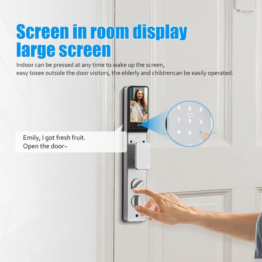 Sophies Smart Door Lock with Camera, Wi-Fi Smart Locks Fully Automatic 3D Face Recognition Smart Biometrics Fingerprint Door Lock Tuya Remote Control NFC Password with Doorbell