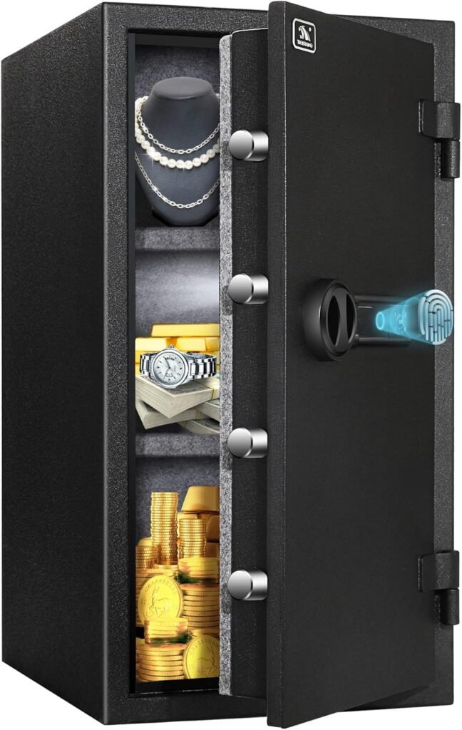 TIGERKING Biometric Fingerprint Fireproof Safe for Home Office, 3.47 Cu Ft Solid Steel Security Safe with Removable Shelf, Stores 29 Fingerprints, 30 Min Fire Protection, Anti-Theft Digital Safe TIGERKING Biometric Fingerprint Fireproof Safe for Home Office, 3.47 Cu Ft Solid Steel Security Safe with Removable Shelf, Stores 29 Fingerprints, 30 Min Fire Protection, Anti-Theft Digital Safe
