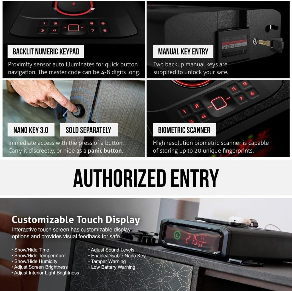 VAULTEK DS5i Smart Station™ Biometric Smart Safe with Dual Wireless Phone Charger + Auto Open Drawer + WiFi Safe Management (WiFi + Biometric) (Black)