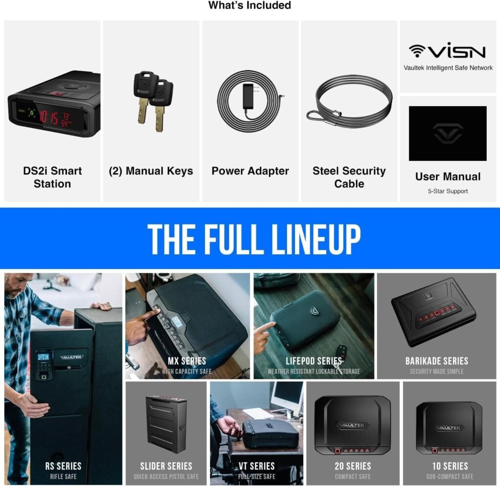 VAULTEK Smart Station™ Biometric Smart Safe with Built-in Wireless Phone Charger + Auto Open Drawer + WiFi Safe Management (WiFi + Biometric) (Black)