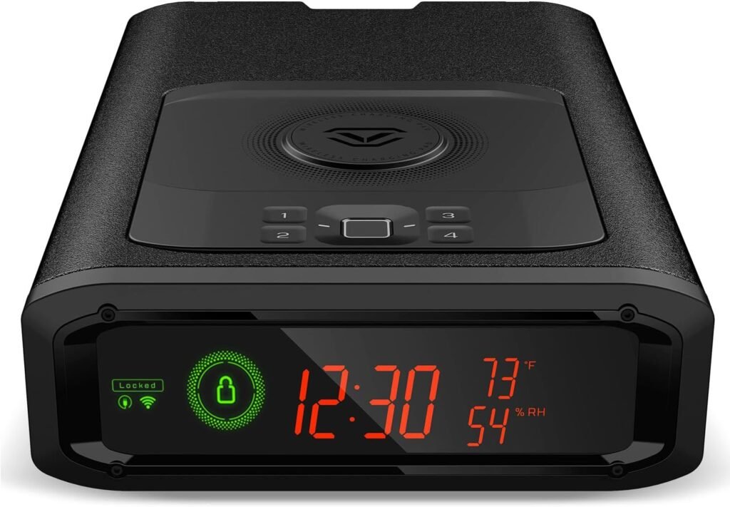 VAULTEK Smart Station™ Biometric Smart Safe with Built-in Wireless Phone Charger + Auto Open Drawer + WiFi Safe Management (WiFi + Biometric) (Black)