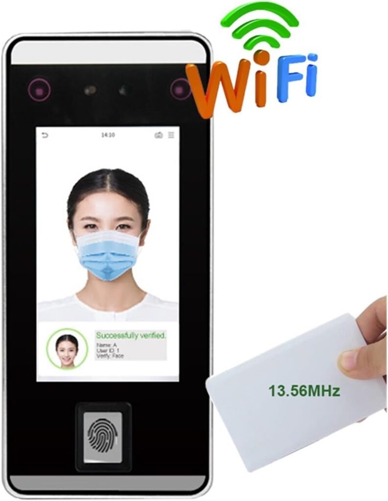 VGVGV Time Clock, SpeedFace-V5L Dynamic Face Recognition Fingerprint Time Attendance Machine Door Access Control System(Speedface-V5L-IC)