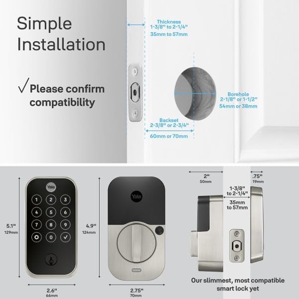Yale Security Assure Lock 2 Touch Deadbolt, Black Suede Keyed Smart Entry Door Lock with Wi-Fi Connected Keypad and Fingerprint Scanner for Code Entry and Remote Access, YRD410-F-WF1-BSP Yale Security Assure Lock 2 Touch Deadbolt, Black Suede Keyed Smart Entry Door Lock with Wi-Fi Connected Keypad and Fingerprint Scanner for Code Entry and Remote Access, YRD410-F-WF1-BSP