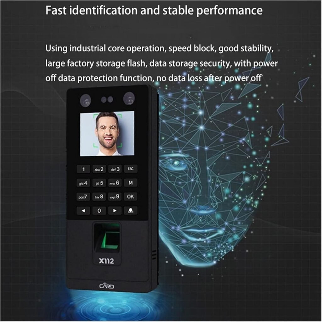 Biometric Employee Attendance Machine Biometric Facial Access Control System Fingerprint Face Attendance Machine Support Face Password TCP/IP Network for Small Businesses,