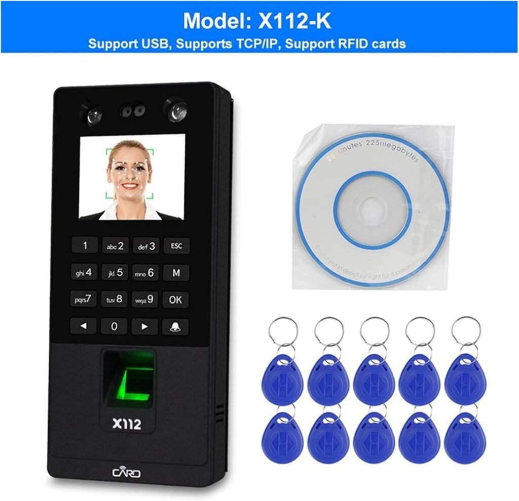 Biometric Employee Attendance Machine Biometric Facial Access Control System Fingerprint Face Attendance Machine Support Face Password TCP/IP Network for Small Businesses,