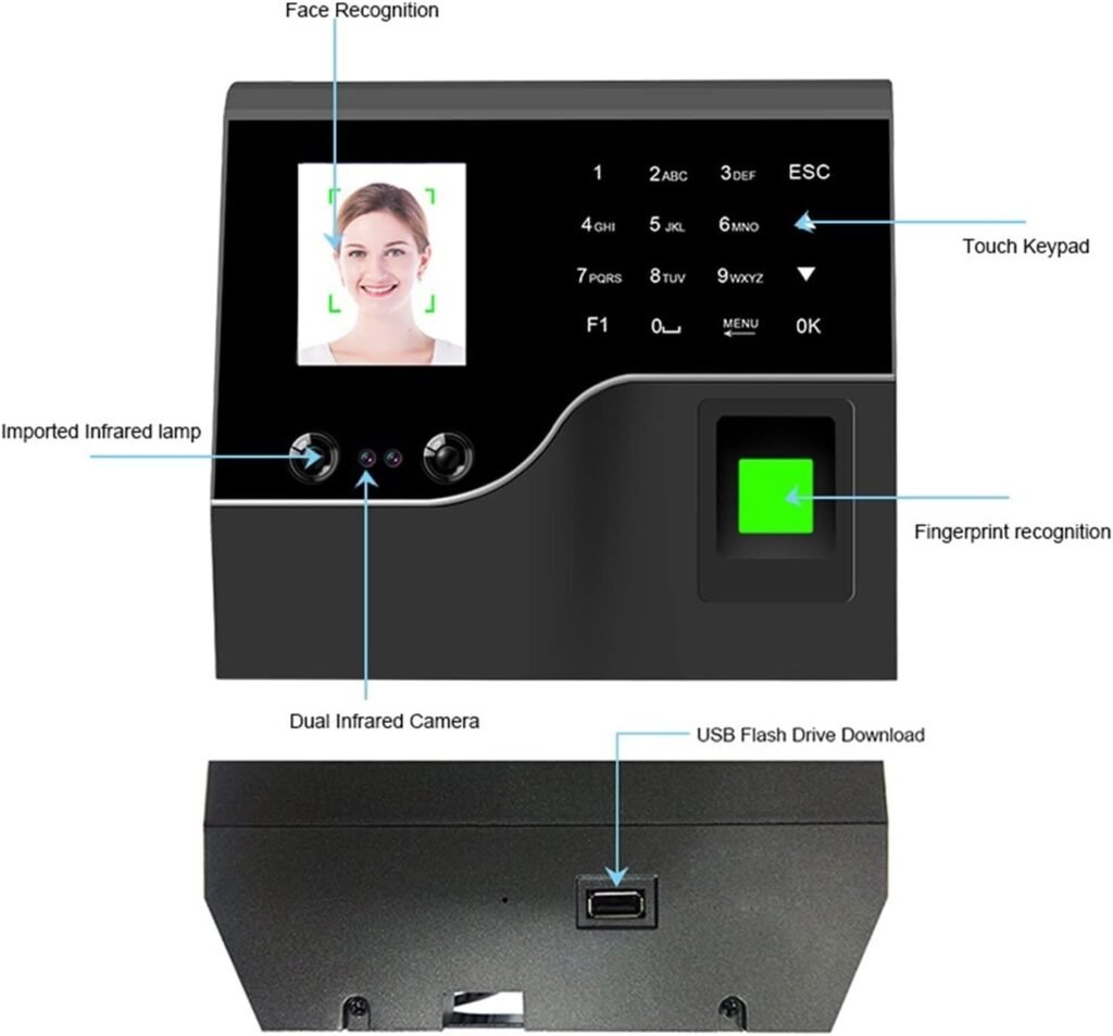 Biometric System Face Recognition Employee Fingerprint Registration Work Time WiFi Access Control Attendance Machine,German
