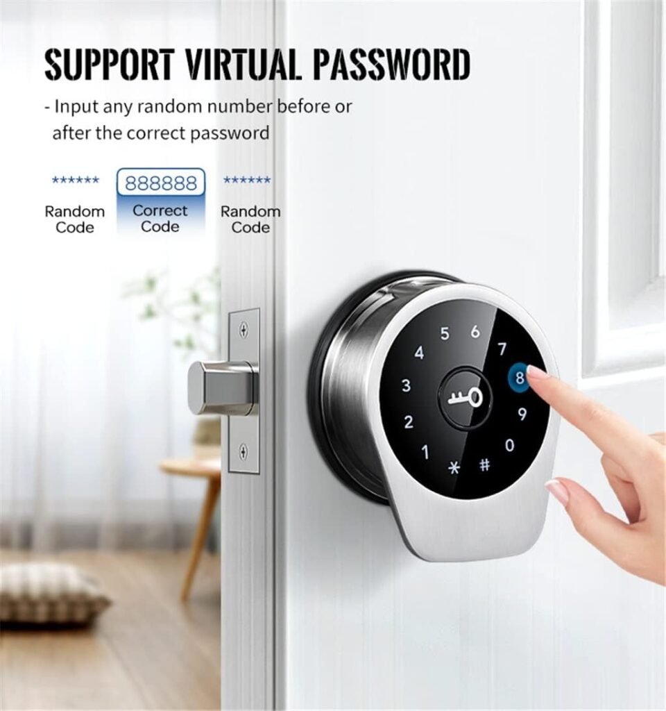 Entry Door Lock Touch Access Code Card Mechanical Key App Remote Control Auto Lock Security for Home and Hotel(OneColor)