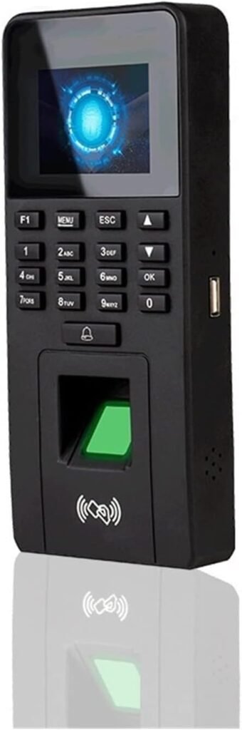 Fingerprint Time Clock Punch Card Machine, Biometric Access Control, Employee Attendance Tracker, with Card/Password Options