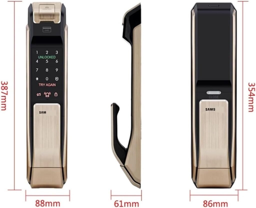 Smart Door Lock Fingerprint Lock DP718/DP728/DP739 Original Imported Fingerprint Password Magnetic Card Key Compatible with Samsung(718 Push (Inward Opening))