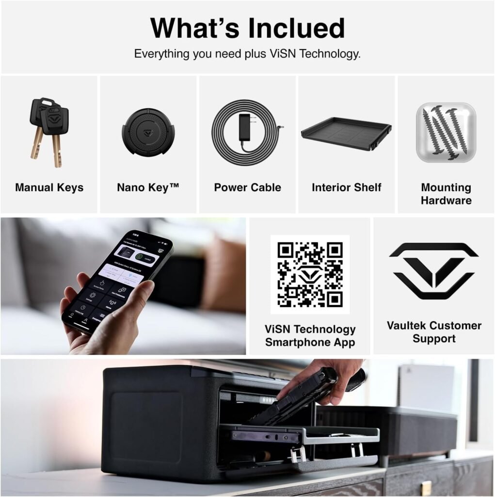 VAULTEK MR Series Dual Layer Smart Handgun Safe Multiple Pistol Storage Smart Safe with Biometric Scanner, Live Alerts, and Auto-Open Door (Biometric + WiFi)