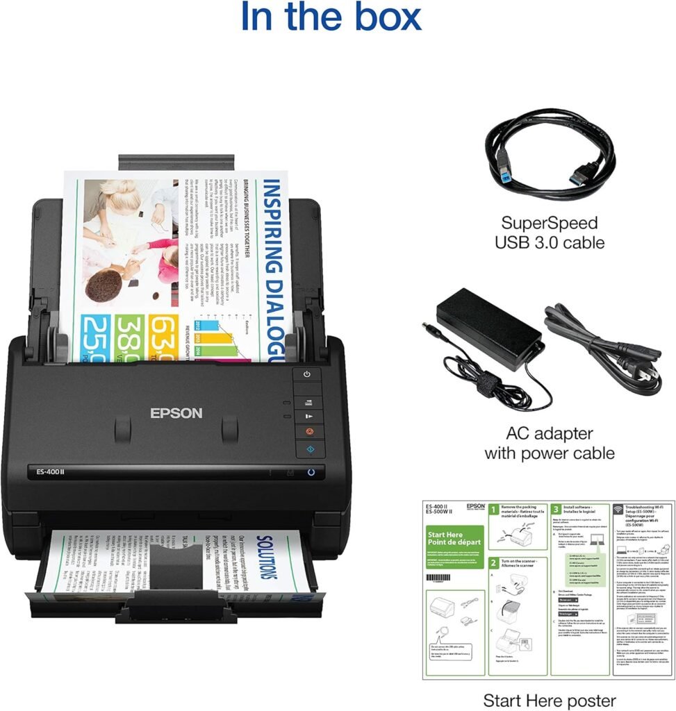 Epson WorkForce ES-400 II Color Duplex Desktop Document Scanner for PC and Mac, with Auto Document Feeder (ADF) (Renewed)
