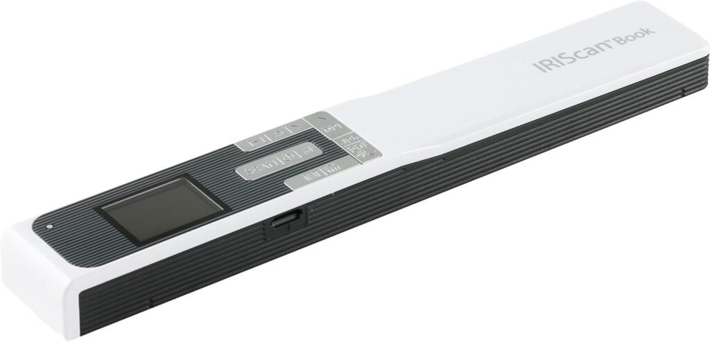 IRIScan Book 5-Portable Scanner, Photo Scanner, Documents Scanner 1200DPI, Flat Scanning, SD Card, Battery, USB, No Driver, PDF to Word, Readiris OCR Win Mac White IRIScan Book 5-Portable Scanner, Photo Scanner, Documents Scanner 1200DPI, Flat Scanning, SD Card, Battery, USB, No Driver, PDF to Word, Readiris OCR Win Mac White