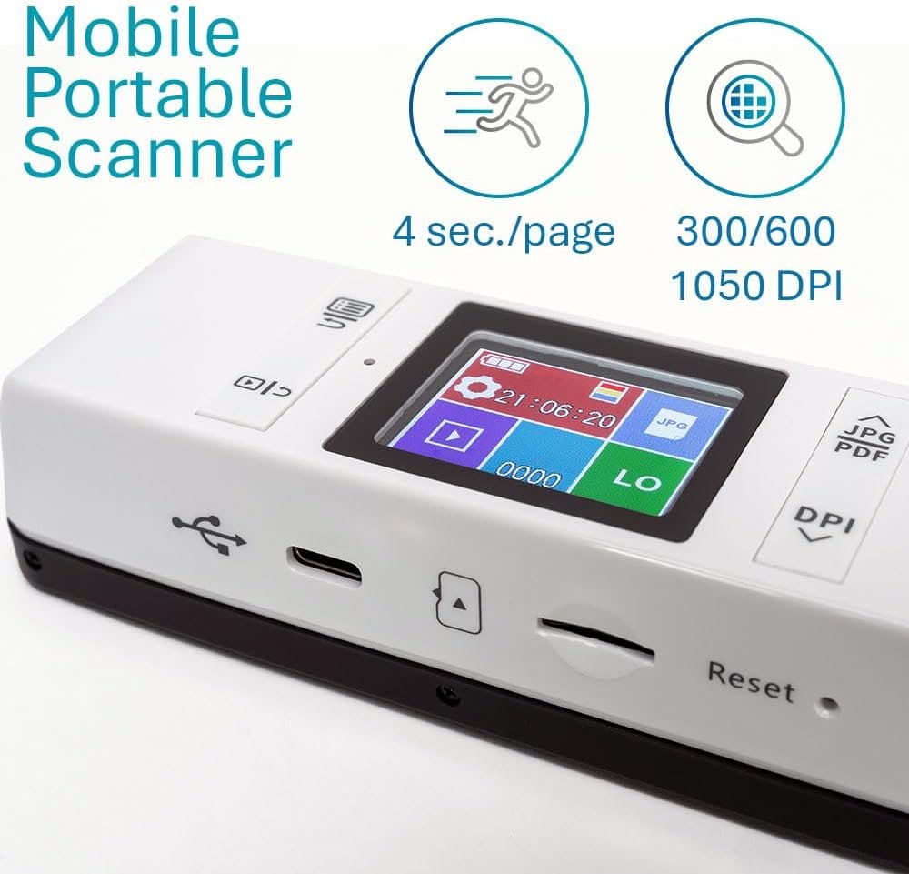 IRIScan Book 7 Portable Scanner : 15PPM | Document Scanner | OCR |1050dpi | Hand Scanner | scan to Word, PDF, XLS | SD Card | scan Thru USB, Win Mac IRIScan Book 7 Portable Scanner : 15PPM | Document Scanner | OCR |1050dpi | Hand Scanner | scan to Word, PDF, XLS | SD Card | scan Thru USB, Win Mac