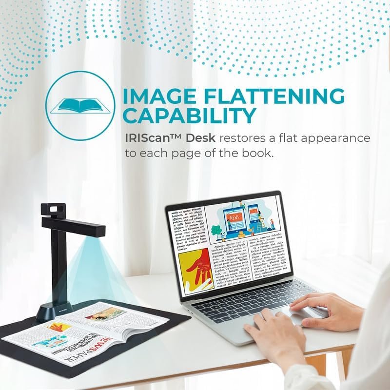 IRIScan Desk Document Camera a3 Scanner- v6Pro :13MP/21MP visualizer, Free PDF Editor,Portable Scanner,Book Scanner,AI Curve Flattening-Finger Hiding,Win Mac