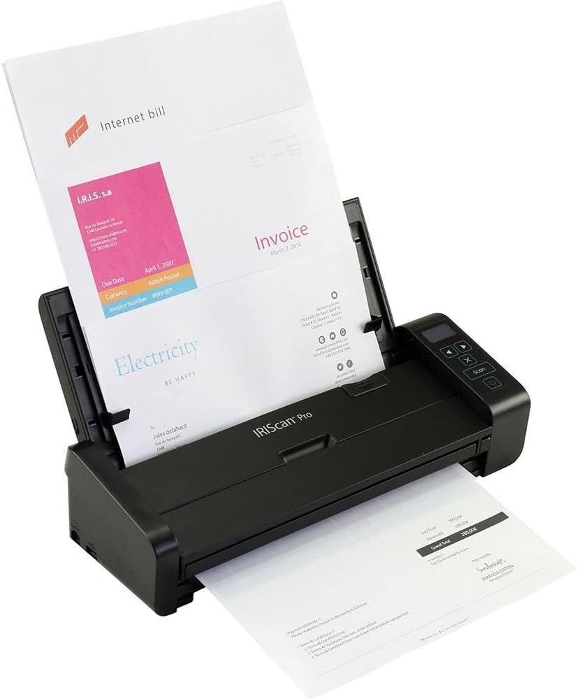 IRIScan Pro 5 Color Portable Duplex Document Scanner, Auto Document Feeder (ADF) 20Pages, Ultra Speed 20PPM, 1 Click scan to PDF, Full OCR 138 Languages, Scan to JPG/PDF/Word/Excel/Cloud