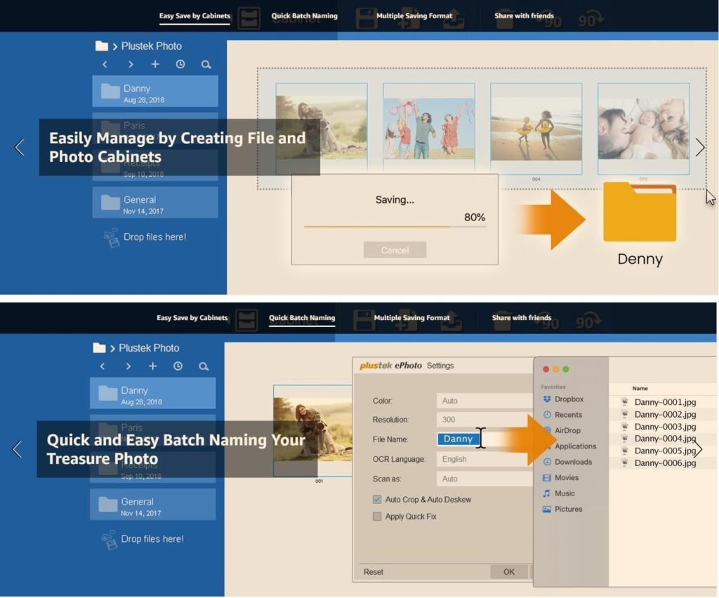 Plustek Photo Scanner ePhoto Z300, Scans 4x6 inch Photos in 2 Seconds, Auto crop and deskew with CCD Sensor, Supports Mac and PC