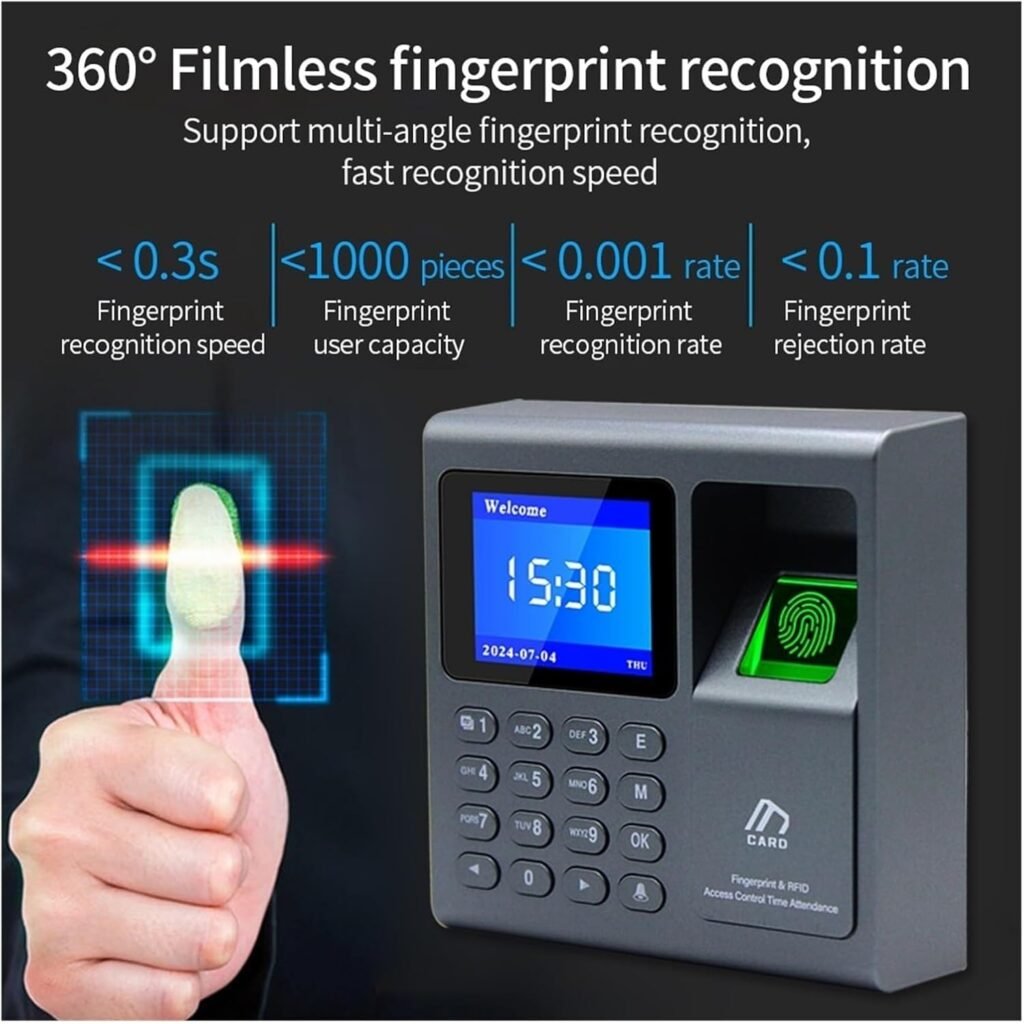Portable Fingerprint Scanner, 1000 User USB Attendance System, Biometric Time Recorder for Employee Access Control, Secure Access Management Solution Portable Fingerprint Scanner, 1000 User USB Attendance System, Biometric Time Recorder for Employee Access Control, Secure Access Management Solution