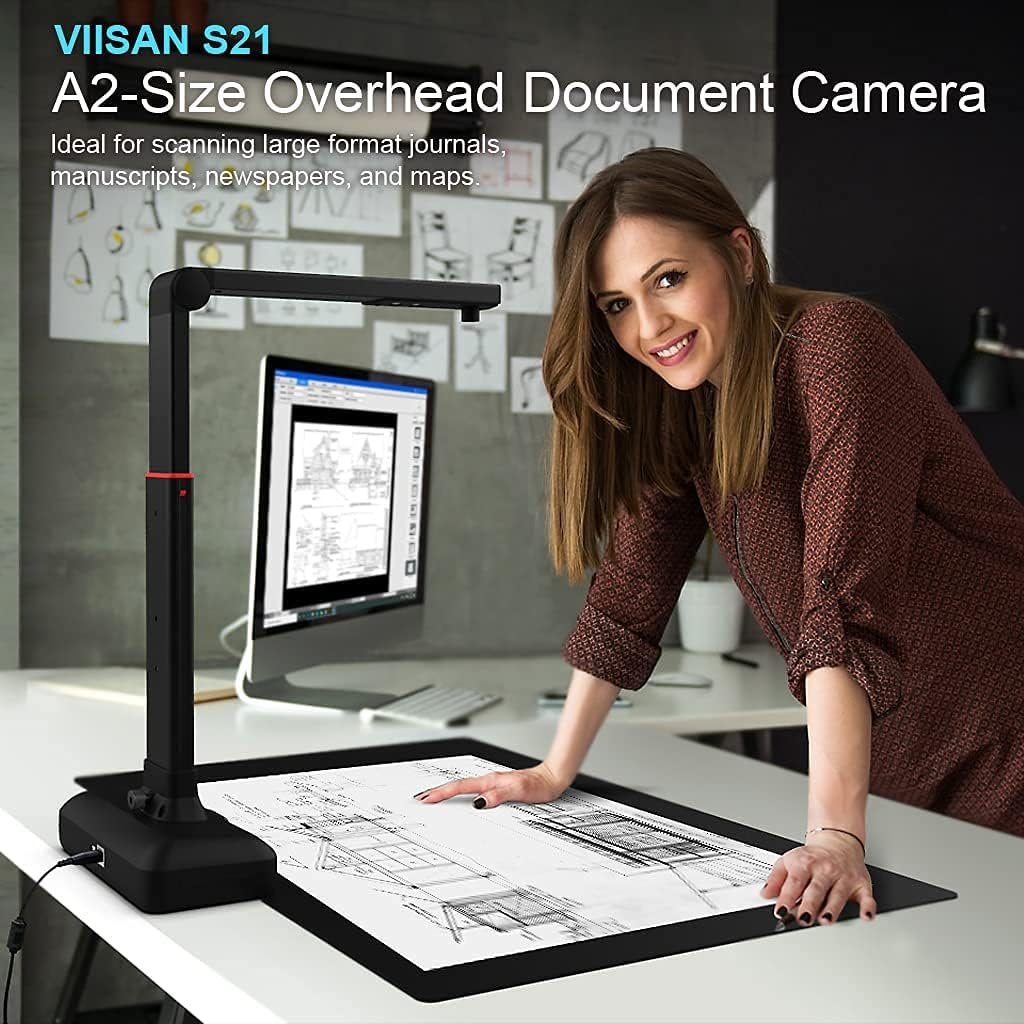 VIISAN Large Format Book  Document Scanner, Capture Size A2/A3, 26MP USB Document Camera with Auto-Flatten, Fingerprint Removal Technologies, Multi-Language OCR, Compatible with Windows  macOS