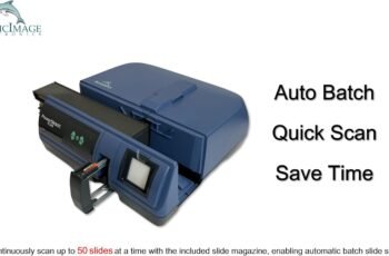 Pacific Image PowerSlide X Plus 35mm Slide Scanner. Auto Batch Scan Mounted Slides. Maximum 50 Slides/Batch Scan. 10000 dpi/True Color. 4.2 Dynamic Range. Mac/Pc.