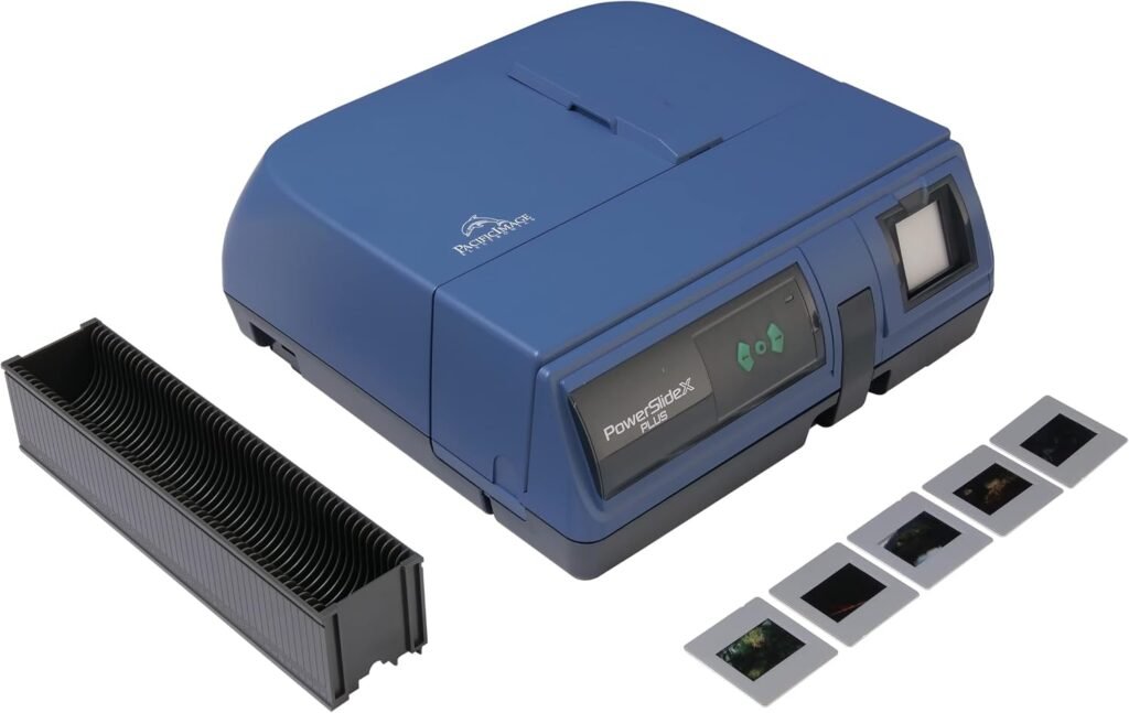 Pacific Image PowerSlide X Plus 35mm Slide Scanner. Auto Batch Scan Mounted Slides. Maximum Slides/Batch Scan. dpi/True Color. 4.2 Dynamic Range. Mac/Pc.