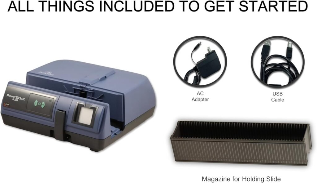 Pacific Image PowerSlide X Plus 35mm Slide Scanner. Auto Batch Scan Mounted Slides. Maximum Slides/Batch Scan. dpi/True Color. 4.2 Dynamic Range. Mac/Pc.