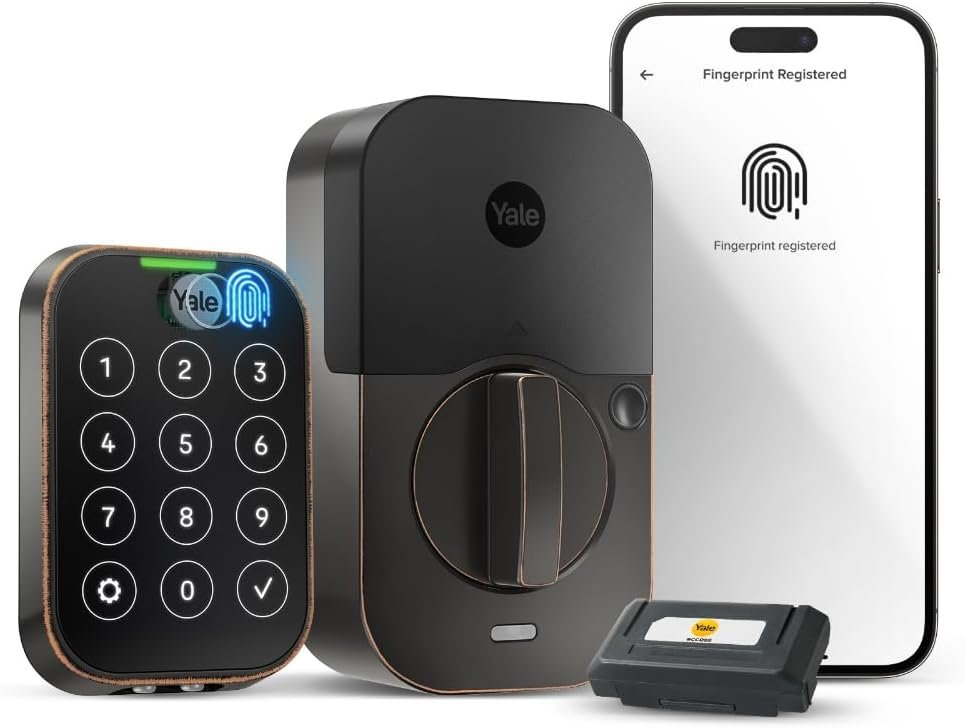 Yale Assure Lock Touch Deadbolt, Oil Rubbed Bronze Smart Keyless Entry Door Lock with Wi-Fi Connected Touch Keypad and Fingerprint Scanner, YRD450-F-WF1-0BP