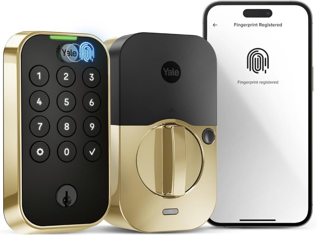 Yale Security Assure Lock Touch Deadbolt, Black Suede Keyed Smart Entry Door Lock with Wi-Fi Connected Keypad and Fingerprint Scanner for Code Entry and Remote Access, YRD410-F-WF1-BSP
