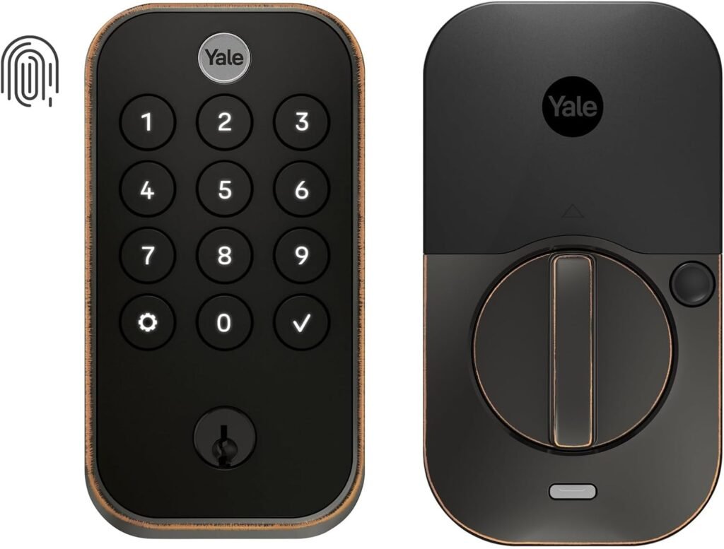 Yale Security Assure Lock Touch Deadbolt, Black Suede Keyed Smart Entry Door Lock with Wi-Fi Connected Keypad and Fingerprint Scanner for Code Entry and Remote Access, YRD410-F-WF1-BSP