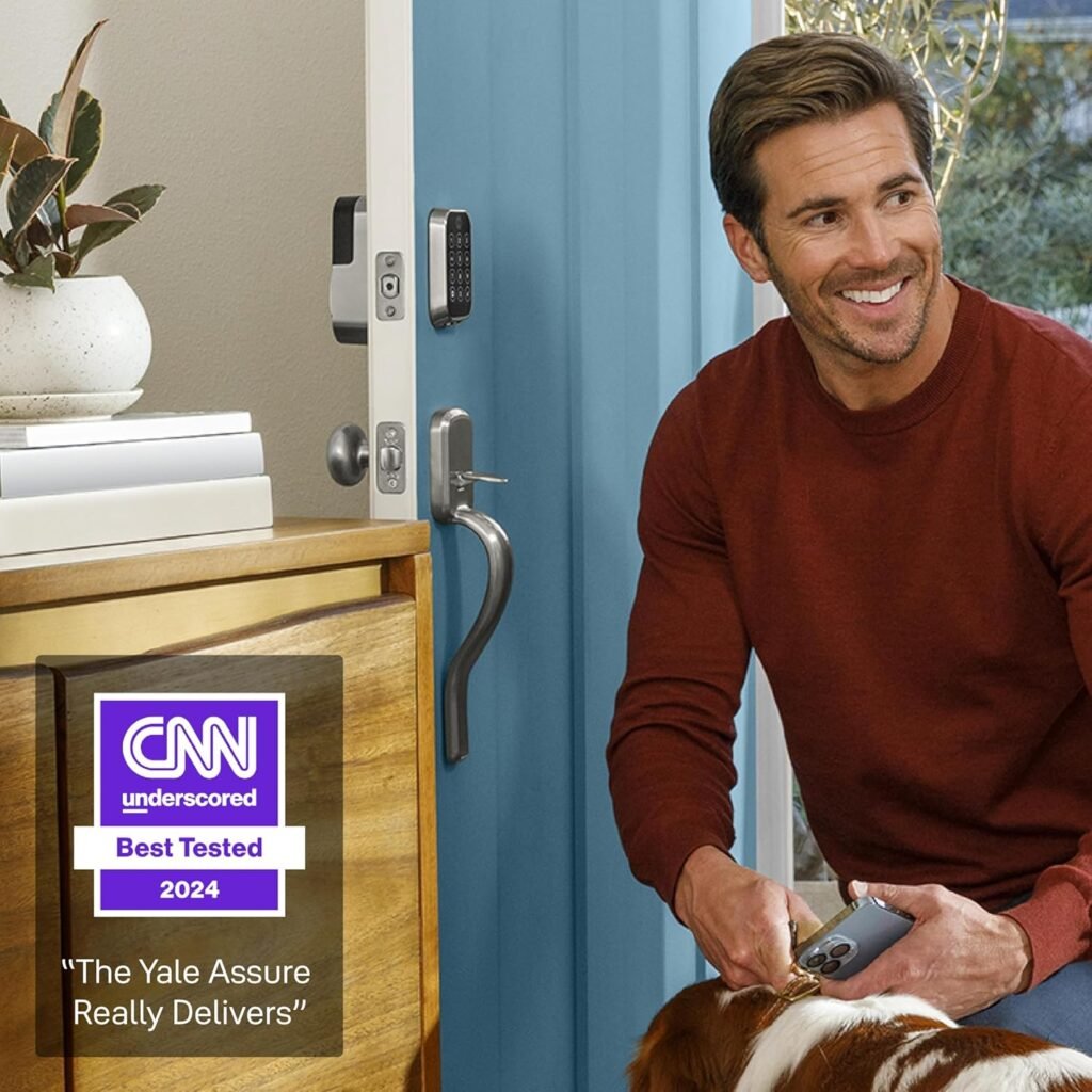 Yale Security Assure Lock Touch Deadbolt, Black Suede Keyed Smart Entry Door Lock with Wi-Fi Connected Keypad and Fingerprint Scanner for Code Entry and Remote Access, YRD410-F-WF1-BSP