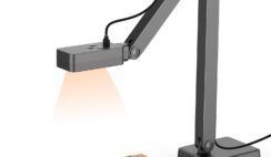 8MP Document Camera for Classroom, USB-C Plug & Play Overhead Camera with Autofocus, LED Light & Microphone, Foldable Doc Cam for Teachers, Online Teaching, Book Scanning, Zoom