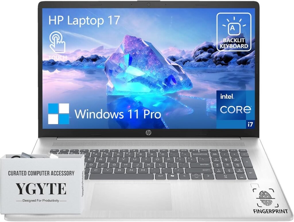 HP Inch Touchscreen Laptop Computer, 17.3 HD+ Touch Screen Business Laptop PC, Intel Core i7, 32GB RAM 2TB SSD, Windows Pro, Backlit Key|Fingerprint Reader