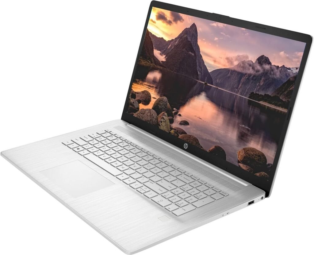 HP Laptop, 17.3 HD+ Touchscreen, 12th Gen Intel i7-1255U Processor, 16GB DDR4 RAM, 512GB SSD, Wi-Fi 6, Webcam, Backlit Keyboard, Fingerprint Reader, HDMI, Windows Home, Silver