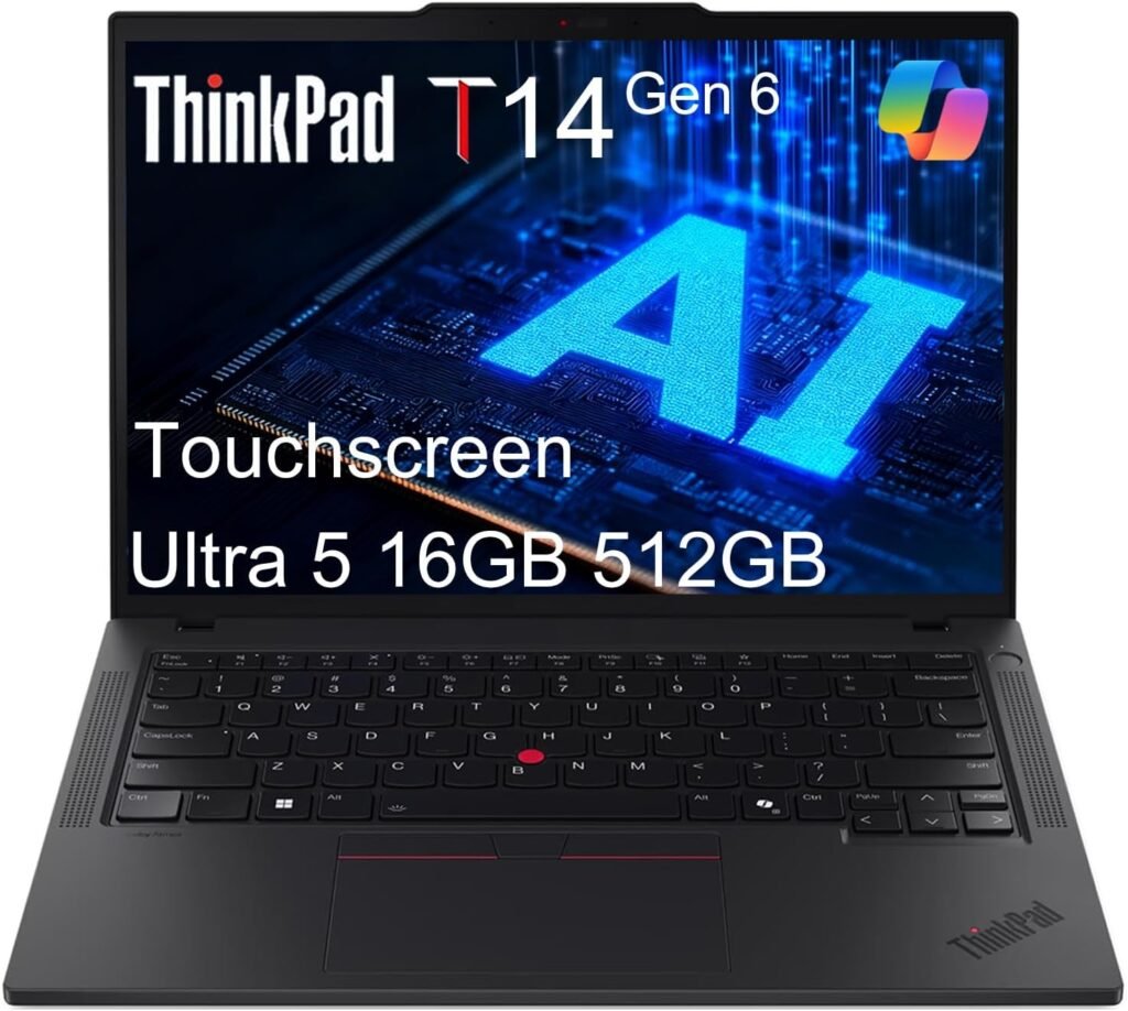 Lenovo ThinkPad T14 G6 Business Laptop, FHD+ Touchscreen, Intel 12-Core Ultra 225U ( Ultra7 155U), 16GB DDR5, 512GB SSD, Thunderbolt 4, Backlit KB, Fingerprint Reader, IR Webcam, Windows Pro