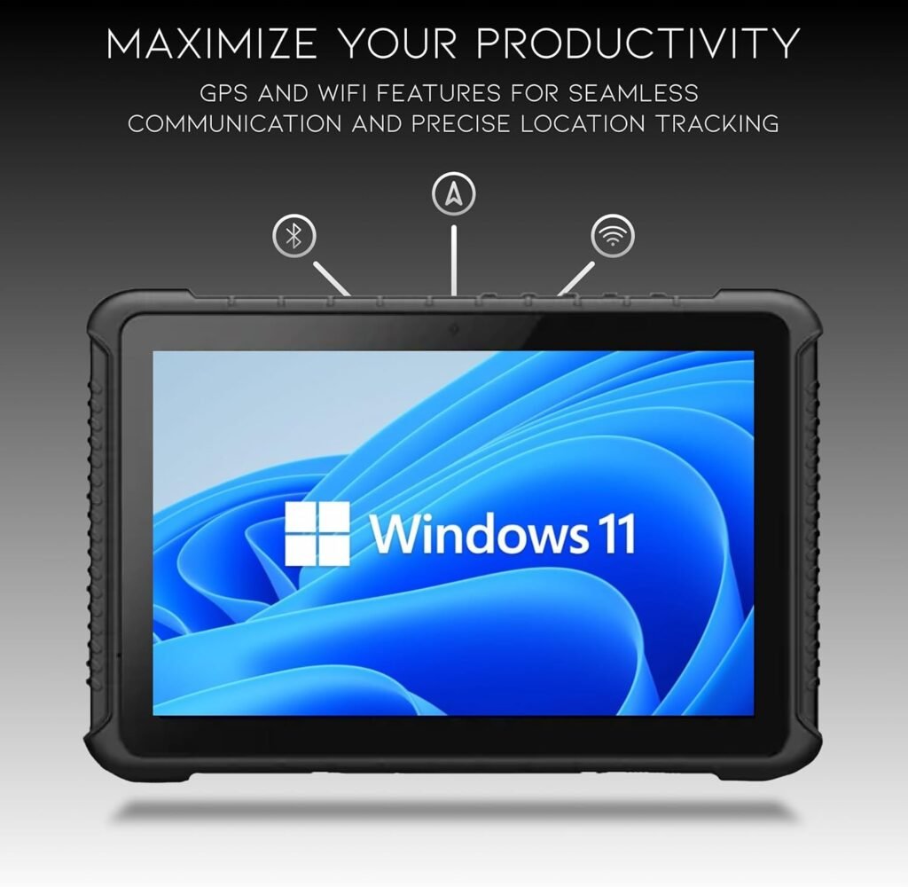 VRT11 Heavy Duty Windows Pro Tablet, Built-in 2D/1D/QR Barcode Scanner, WiFi, Bluetooth, Camera, Serial/USB Ports, Fingerprint Reader, Indoor/Outdoor Industrial Design, All-Day Battery