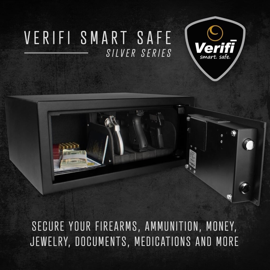 Verifi Biometric S5800 with FBI Fingerprint Sensor for Locker, Alloy Steel, 0.83 Cubic Feet Capacity, Wall Mount, Audible Alerts, Adjustable LED Lighting, Black
