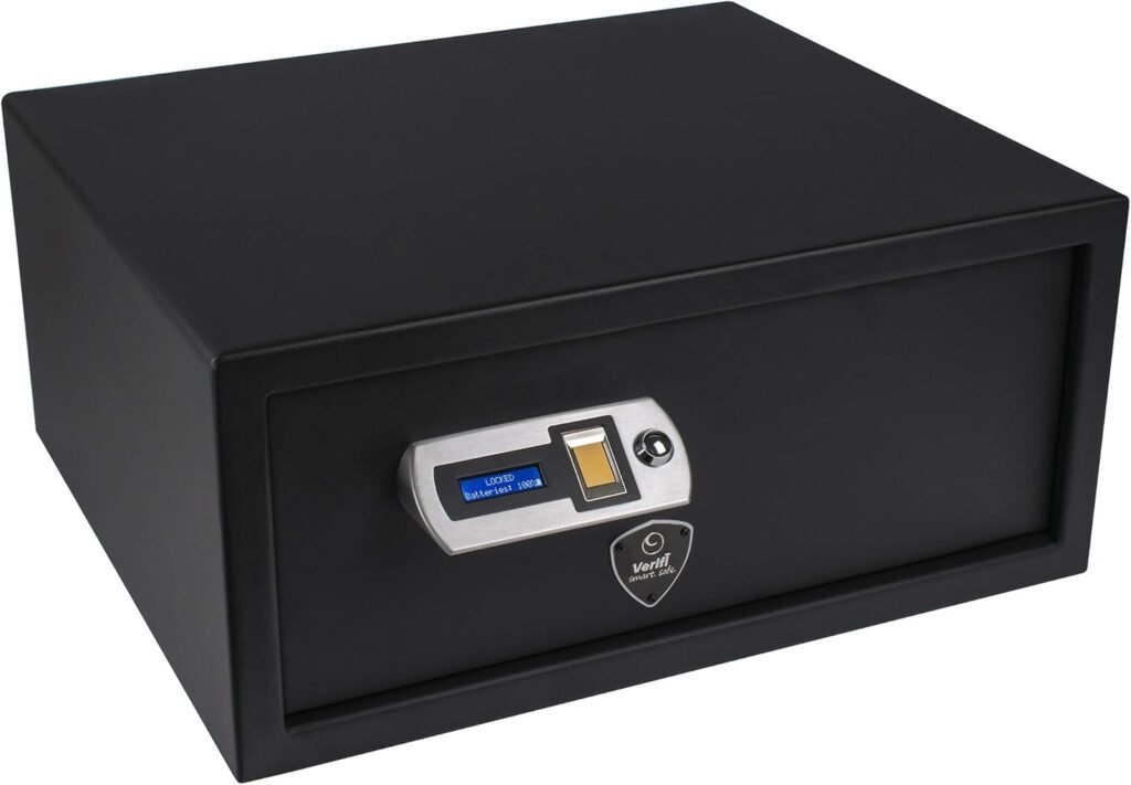 Verifi Biometric S5800 with FBI Fingerprint Sensor for Locker, Alloy Steel, 0.83 Cubic Feet Capacity, Wall Mount, Audible Alerts, Adjustable LED Lighting, Black