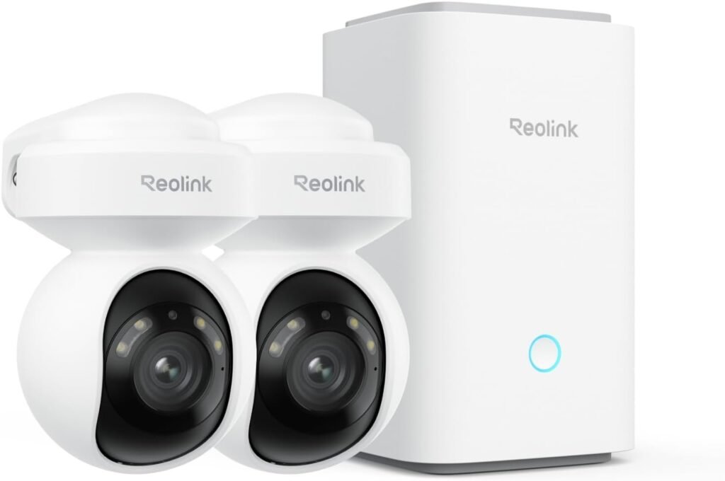 REOLINK Outdoor Security Camera System, 5MP PTZ WiFi Cameras, Plug-in Power | Auto Tracking, 256GB microSD Card Included, Supports Max.512GB&times;2 Storage,/7 Offline Recording, Home Hub with 2x E1 Outdoor