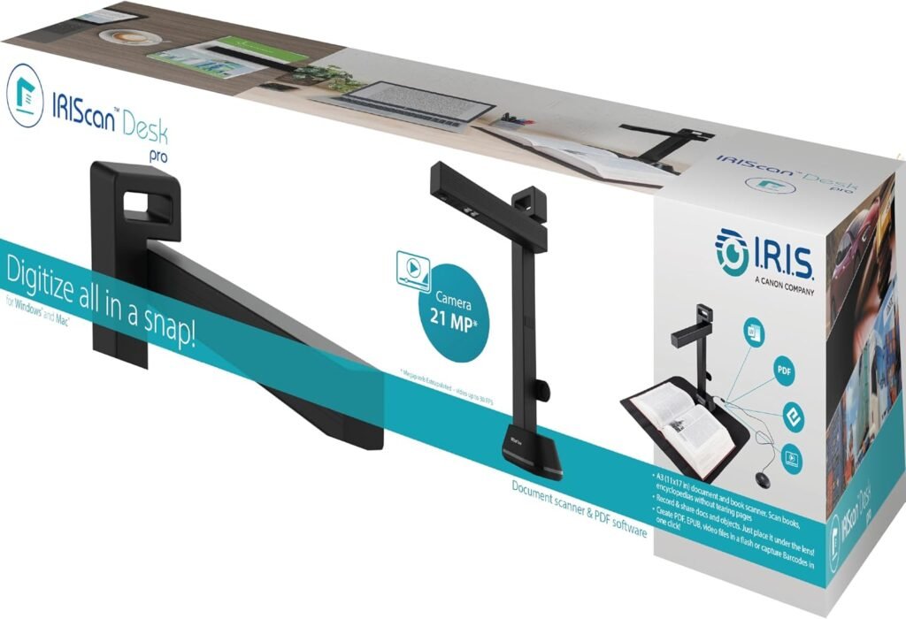 https://www.amazon.com/dp/B09J15HV42 - IRIScan Desk Pro-Professional Color Document,Book Scanner,Auto-Flatten & Deskew,21MP,Capture 11x17in,136 Languages OCR,Text to Speech,PDF/Search,PDF/Word/Tiff/Excel,Video Distance Learning,Win&Mac review